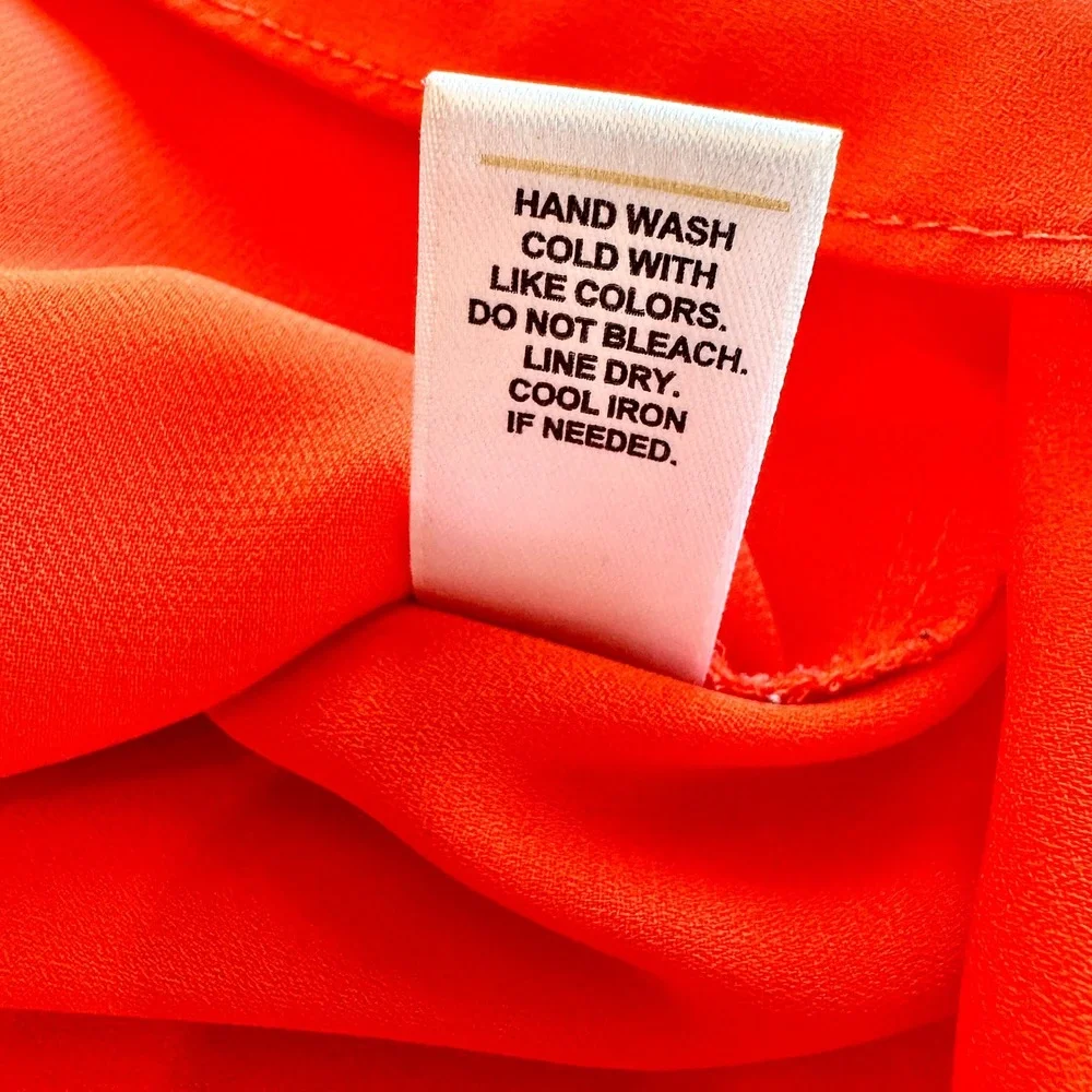 Cato Orange Asymmetrical Hem V-Neck Roll Tab Sleeve Blouse Top Womens Size Large